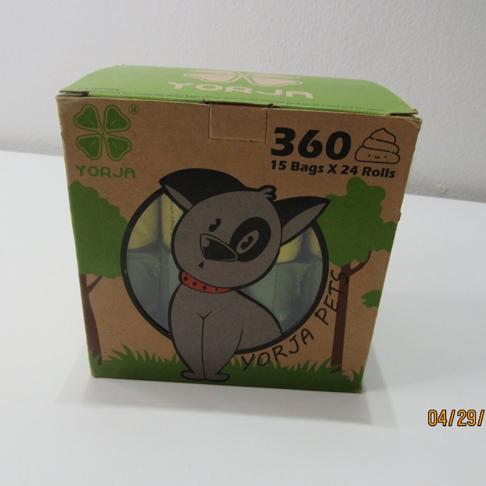 2 Yorja Pets 360 Pet Waste Bags 15bagsx24 rolls Eco Friendly Dog Poop Bags NEW